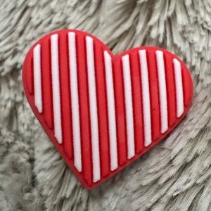 Red and White Striped Heart Shoe Charm CROCS Jibbitz 5/$20